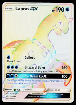 Lapras GX (Secret) #151/149 Pokemon SM Base Set HP/MP - Image 1