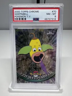 Weepinbell 70 Topps Chrome 2000 Series 1 Pokemon TV Animation PSA 8 NM-MT - Image 1
