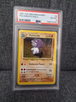 Poliwrath 2001 Pokemon P.M. Neo Discovery 9 Holo 9/75 PSA 6 - Image 1