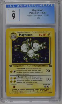 Magneton Pokemon 1999 Fossil 1st Edition 11/62 Holo CGC 9 MINT - Image 1