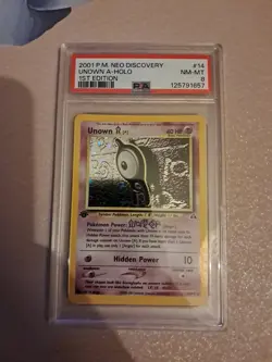 Pokemon Unown #14 1st Edition PSA 8 Neo Discovery Holo 14/75 2001 EN - Image 1
