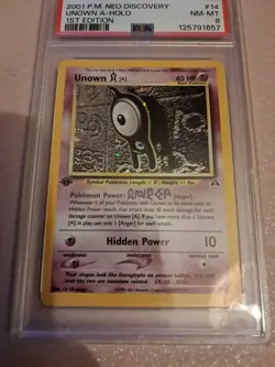 Pokemon Unown #14 1st Edition PSA 8 Neo Discovery Holo 14/75 2001 EN - Image 2
