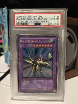 Yu-Gi-Oh! Gaia the Dragon Champion 1st edition LOB PSA 10 Gem mint POP 40 - Image 1