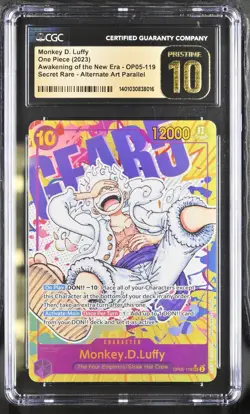 2023 One Piece Monkey.D.Luffy SEC Alt Art OP05-119 CGC 10 Pristine - Image 1
