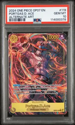 One Piece 2024 Portgas D. Ace Secret Alt Art OP07-119 PSA 10 - Image 1