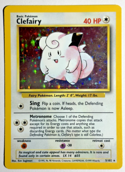 Pokemon TCG Clefairy Rare Holo Card #5/102 Base Set - Image 1