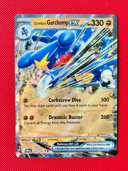 Cynthia’s Garchomp EX 104/182 Destined Rivals Double Rare Holo Pokemon card NM - Image 1
