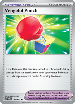 Vengeful Punch 197/197 - Obsidian Flames Uncommon Trainer Pokemon Card - NM - Image 2