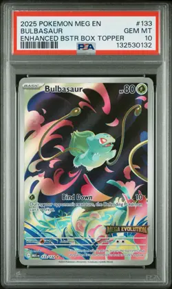 2025 POKEMON MEGA EVOLUTION ENHANCED TOPPER CARD BULBASAUR PSA 10 #133 - Image 1