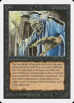 Magic MTG Unlimited Lich HEAVILY PLAYED (HP) - Image 1