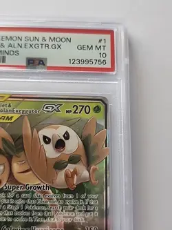 2019 POKEMON SUN & MOON UNIFIED MINDS #1 ROWLET & ALOLAN EXEGGUTOR GX PSA 10 - Image 3