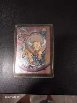2000 Topps Pokemon Series 3 Silver Foil #128 Tauros TV Animation Blue Logo - Image 1