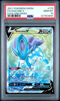 2021 POKEMON SWORD & SHIELD EVOLVING SKIES #173 FULL ART/SUICUNE V PSA 10 - Image 1