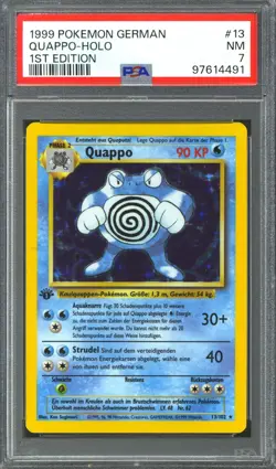 Pokemon Base Set 1st Edition GERMAN Poliwrath Quappo 13/102 PSA 7 - Image 1