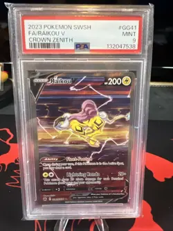 2023 POKEMON SWORD AND SHIELD CROWN ZENITH GG41 FULL ART RAIKOU V PSA 9 - Image 1