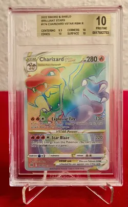 POKEMON SWORD & SHIELD BRILLIANT STARS #174 FULL ART/CHARIZARD VSTAR BECKETT 10 - Image 1