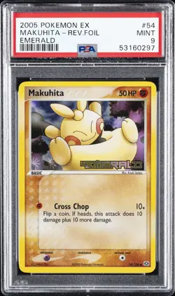 2005 POKEMON EX EMERALD #54 MAKUHITA-REVERSE FOIL PSA 9 - Image 1