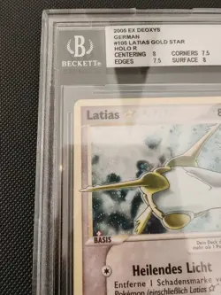 BGS 7,5 Latias Gold Star 2005 Deoxys EX 105/107 PSA Near Mint NM Pokemon German - Image 4