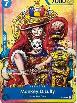 Monkey.D.Luffy (2nd Anniversary Stamped Promo) P-043 One Piece English - Image 1