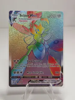 Pokemon TCG Scizor VMAX Darkness Ablaze Rainbow Secret Rare Card 193/189 - Image 1
