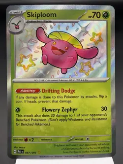 Skiploom 097/091 - Shiny Holo Rare - Paldean Fates Pokemon Card MINT - Image 1