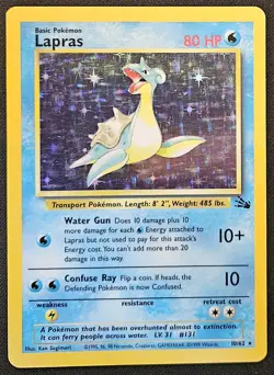 Lapras 10/62 Fossil Unlimited Holo Rare WoTC Pokemon Trading Card Game 1999 LP - Image 1