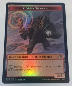 NEW UNPLAYED Goblin Shaman Token Samurai Token - Foil Magic mtg Neon Dynasty - Image 1
