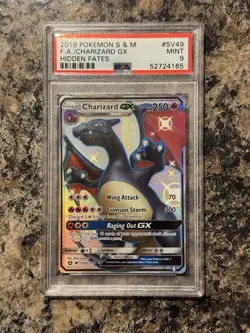 PSA 9 Shiny Charizard GX Holo Ultra Rare Hidden Fates Pokemon TCG - Image 1