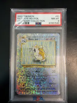 2002 POKEMON LEGENDARY COLLECTION #61 RATICATE-REVERSE FOIL PSA 8 - Image 1