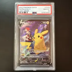 2022 POKEMON SWORD & SHIELD LOST ORIGIN #TG16 FULL ART/PIKACHU V PSA 10 - Image 3