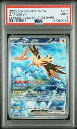 PSA 9 MINT Zapdos ex 202/165 Sv: Scarlet & Violet 151 Holo Pokemon 2023 - Image 1