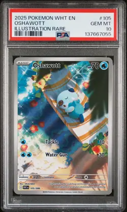 2025 POKEMON WHT EN-WHITE FLARE ILLUSTRATION RARE #105 OSHAWOTT PSA 10 - Image 1