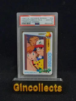 1998 Pocket Monster Carddass Vending Ash, Misty, Brock, Pka #54 PSA 10 - Image 1