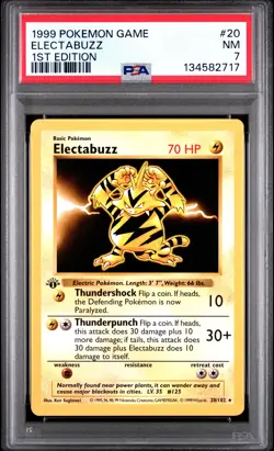 1999 Pokemon Game #20 Electabuzz 1st Edition Shadowless PSA 7 NM - Image 1