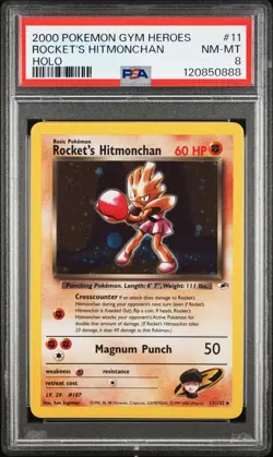 2000 POKEMON GYM HEROES HOLO #11 ROCKET'S HITMONCHAN PSA 8 - Image 1
