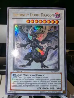 YuGiOh Infernity Doom Dragon TSHD-EN042 1st Edition Ultra Rare - Image 1