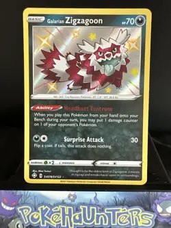 Pokemon Card Galarian Zigzagoon SV078/SV122 Shining Fates Shiny Holo Rare NM - Image 1
