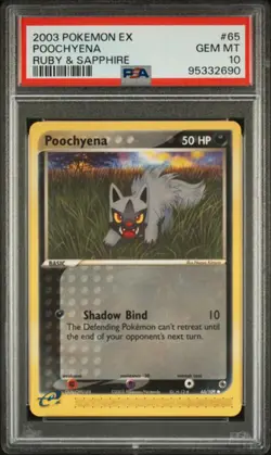 PSA 10 - 2003 EX Ruby & Sapphire Base Set Poochyena 65/109 Pokemon Card - Image 1