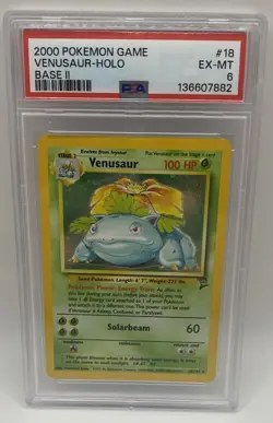 Pokemon 2000 Base Set 2 Venusaur Holo Rare Card #18/130 PSA 6 - Image 1