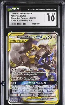 CGC 10 Lucario & Melmetal GX SM192 Black Star Promo Pokemon Card - Image 1