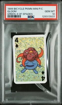 1999 BICYCLE POKEMON MINI PLAYING CARDS GREEN DECK GLOOM 4 OF SPADES PSA 10 - Image 1