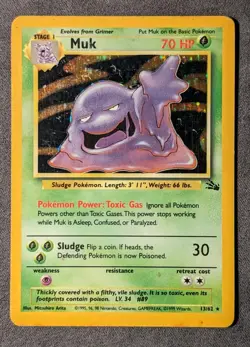 Muk - 13/62 - Pokemon Fossil Unlimited Holo Rare Card WOTC - HP - Image 1