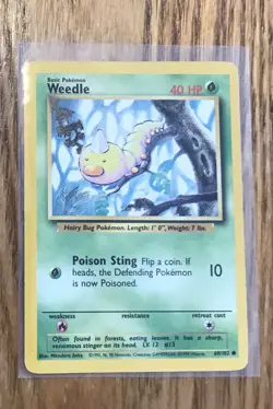 **Moderate Play/Rough Edges** Weedle Pokemon Card Base Set 69/102 - Image 1