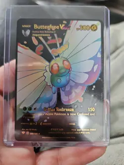 Butterfree Vmax Rainbow Black Foil Fan Art Vinyl 190/189 Collector Pokemon Card - Image 1