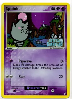Spoink 62/100 Pokemon Card TCG EX Crystal Guardians Reverse Holo Stamped - Image 1