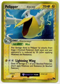 Pelipper Delta Species 14/17 Pokemon Card TCG EX Pop Series 5 Holo Rare - Image 1