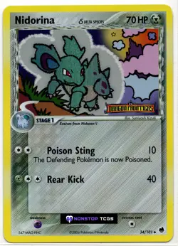 Nidorina Delta Species 34/101 Pokemon Card TCG EX Dragon Frontiers Reverse Holo - Image 1