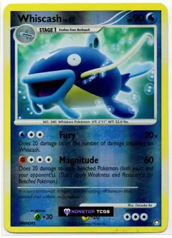 Whiscash 40/123 Pokemon Card TCG D&P Mysterious Treasures Reverse Holo - Image 1