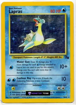 Lapras 10/62 Pokemon Card TCG WOTC Fossil Holo Rare - Image 1
