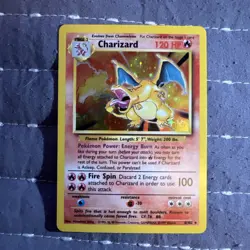 Pokemon TCG Base Set Charizard 4/102 Holo Foil Card Lightly Played - Image 1